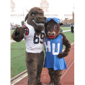 2 BIGGYMONKEY™s brown cow and bull mascot – Biggymonkey.com